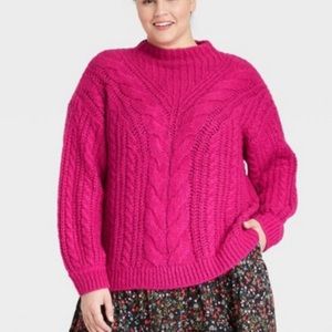Ava & Viv Plus Size Crew Neck Pullover Sweater Hot Pink Size 2X